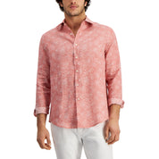 Club Room Men's Regular-Fit Geo-Print Linen Shirt - Size Large