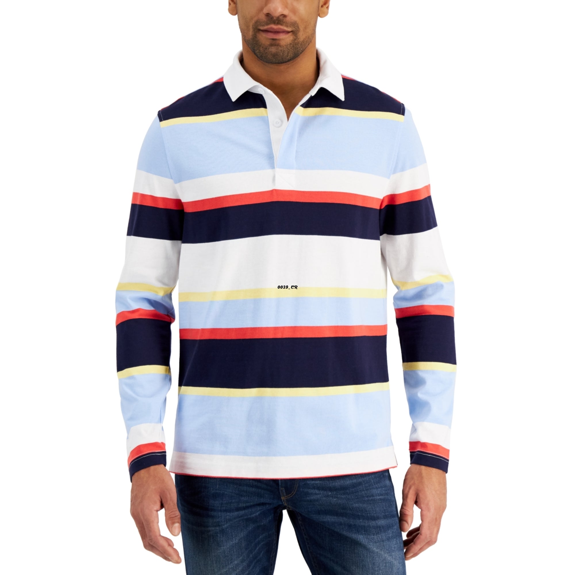 Club Room Men's Regular-Fit Stripe Rugby Shirt - Size Medium