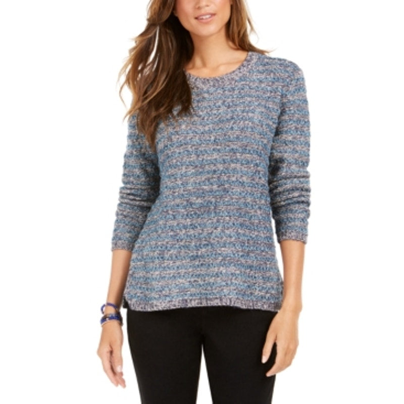 Style & Co Women's Striped Textured Knit Sweater Size - Large, Blue
