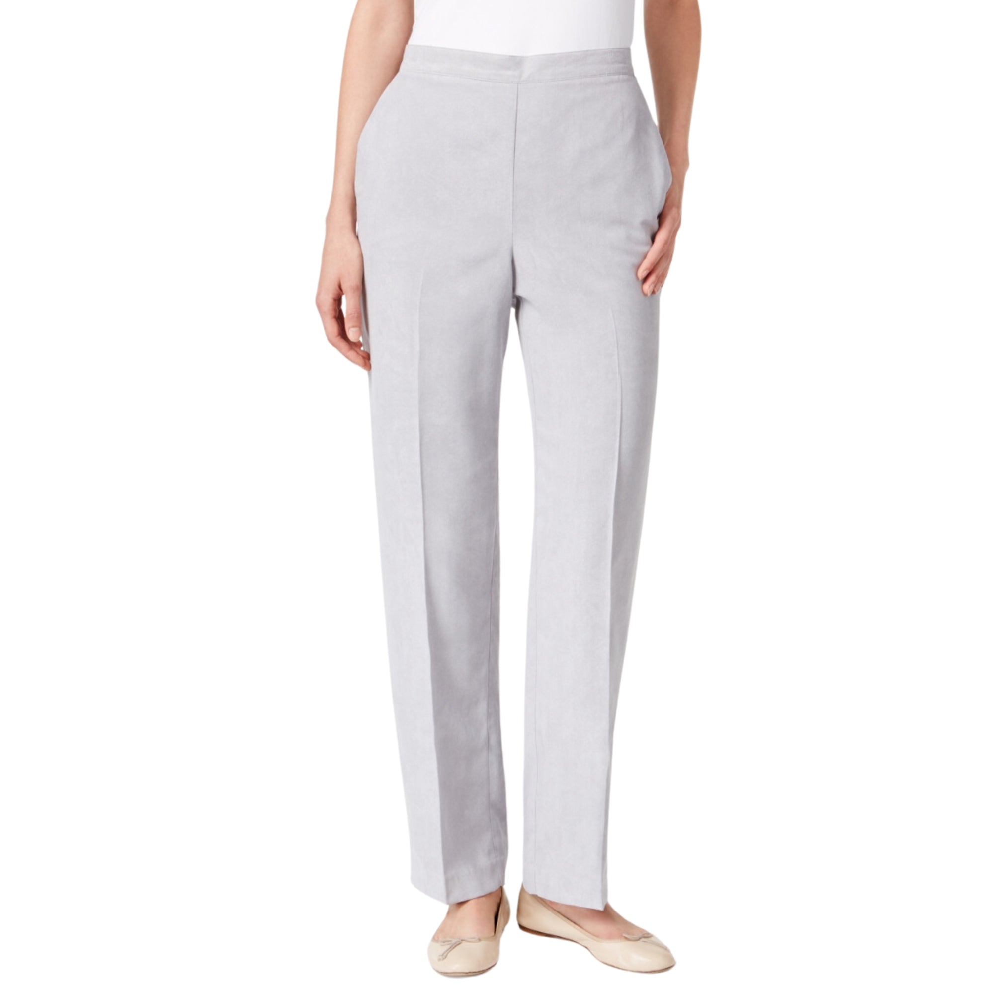 Alfred Dunner Northern Lights Faux-Suede Straight-Leg Pants – Silver, Size 14