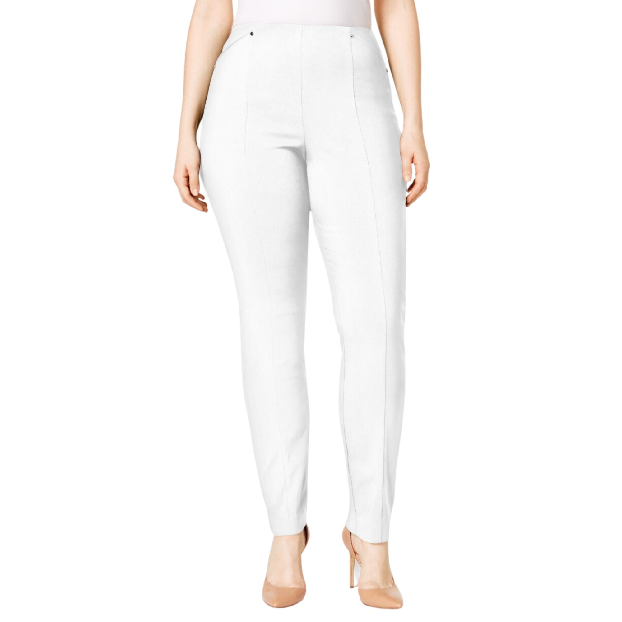 Alfani Plus Size Pull-On Skinny Pants – White, Size 14