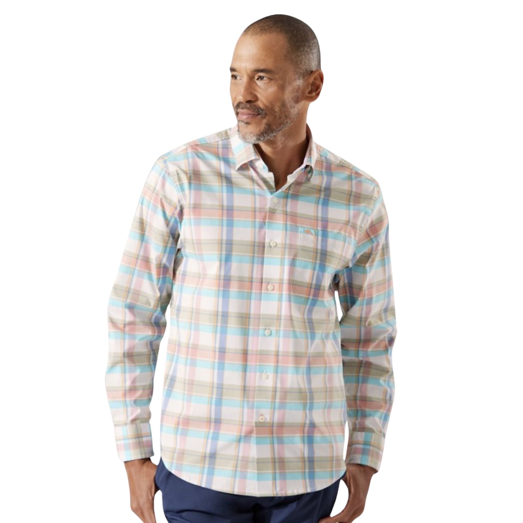 Tommy Bahama Sarasota Stretch Marina Plaid LS Shirt - Size XXL