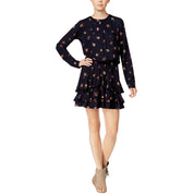 Chelsea Sky Women’s Navy Floral Ruffled Mini Dress - Size Medium