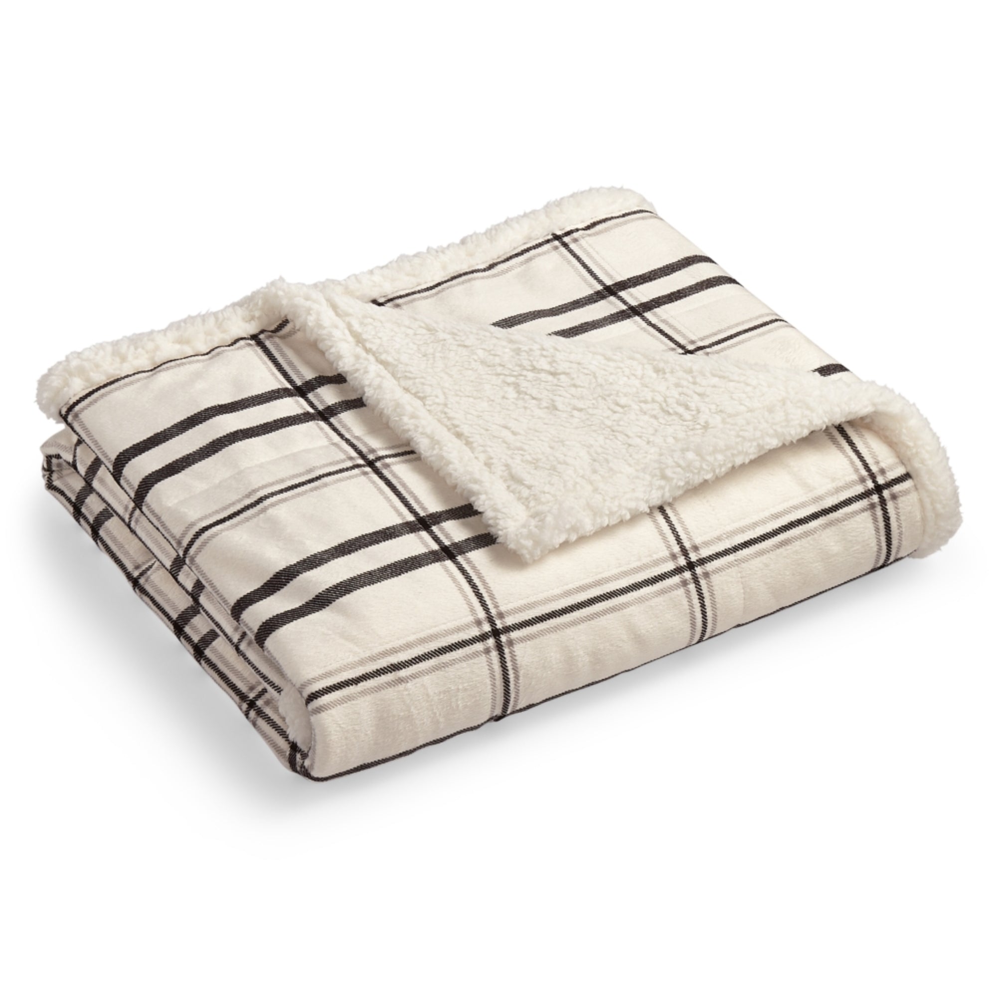 Martha Stewart Collection Classic Reversible Micromink Faux Sherpa Throw, 50" x 60"