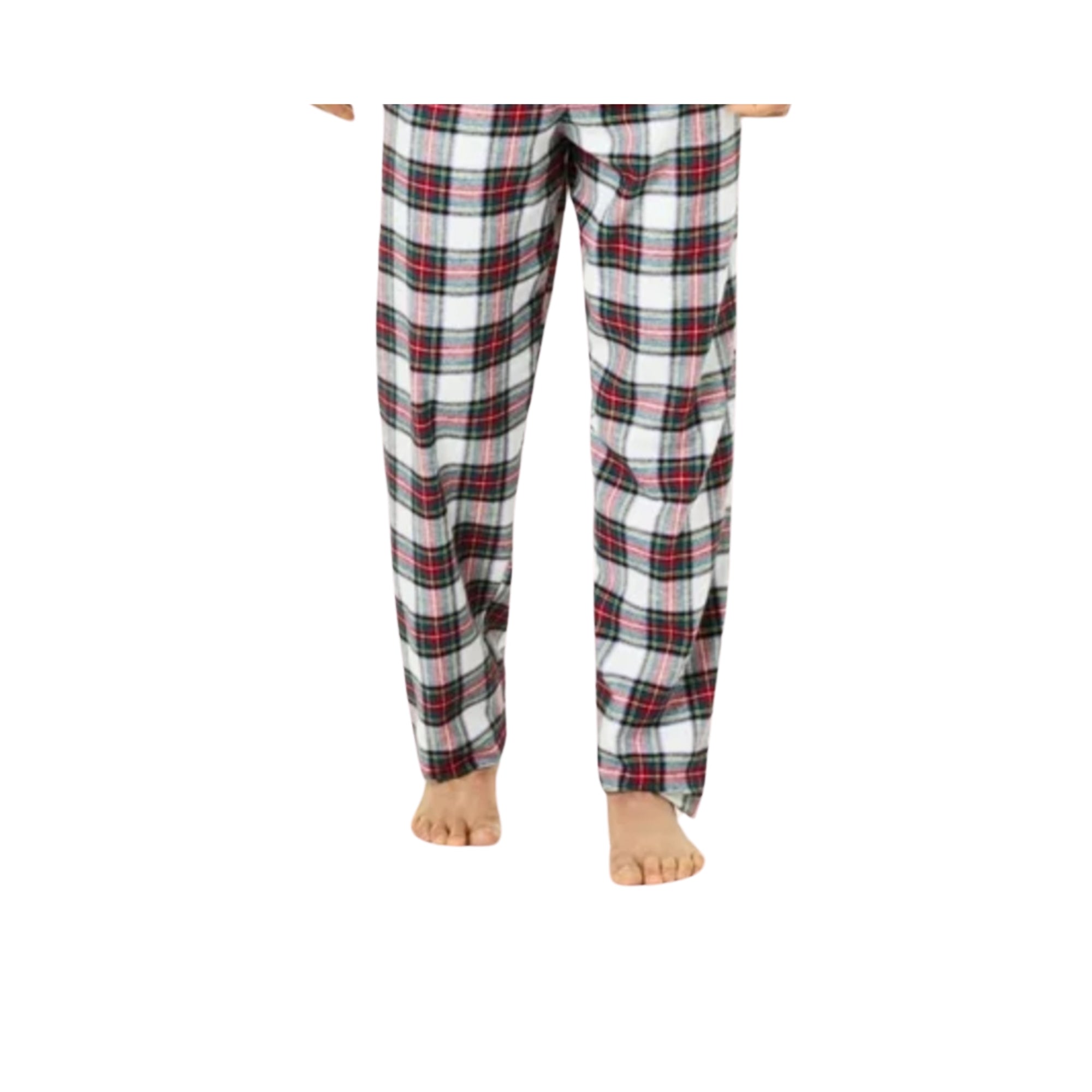 Family Pajamas Men's White Stewart Plaid Pajamas, Size XL