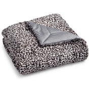 Charter Club Cozy Faux-Fur Leopard-Print Throw Blanket - Gray