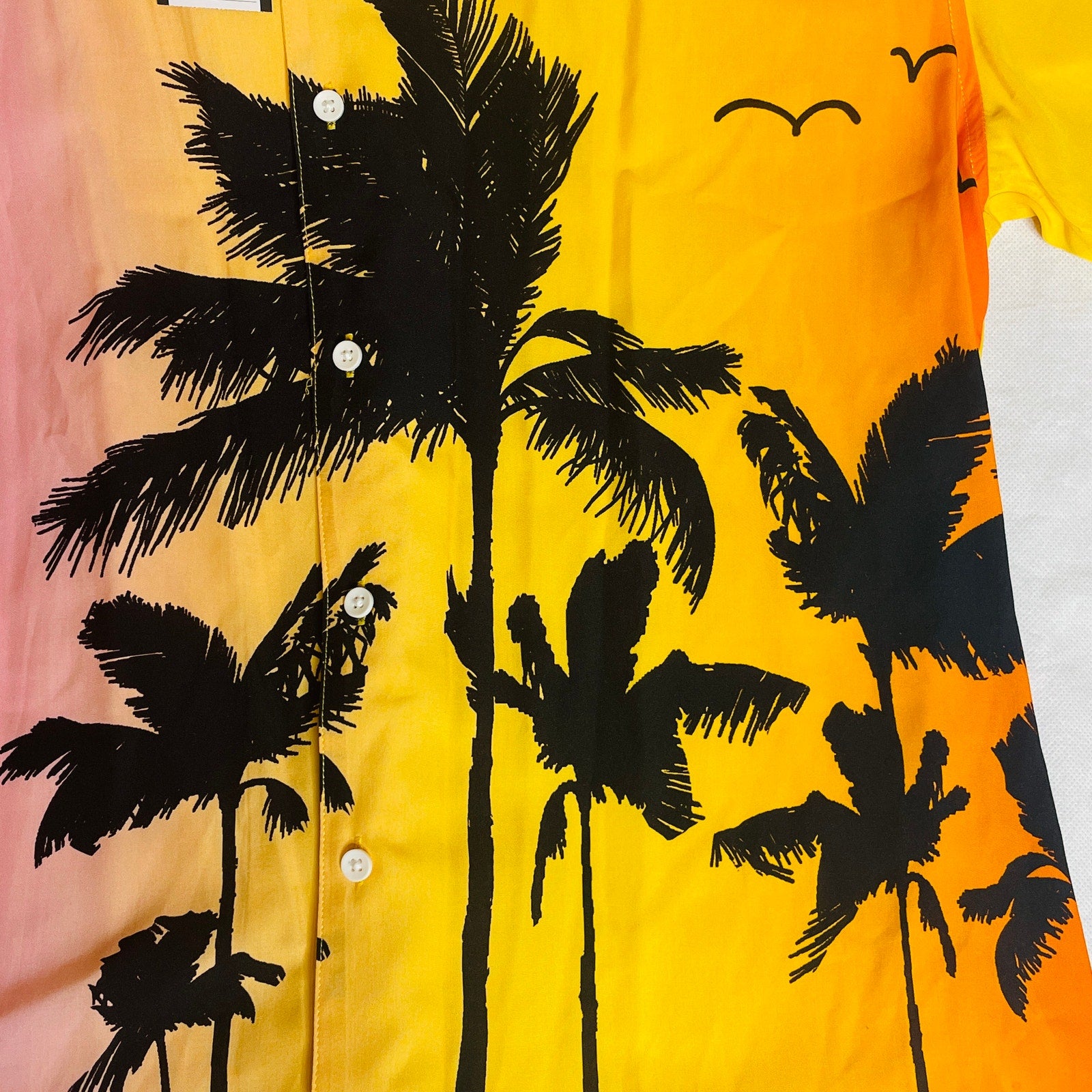 Original Use Men's Tropical Short Sleeve Button-Down Shirt – Palm Trees Ombre, Large