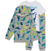 Hybrid Toddler Boys Dino All-Over Print 3-Piece Fleece Bundle Set - Size 3T