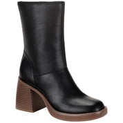 Aleenn Women's Stacked Round Toe Mid-Calf Boots – Black, Size 8M