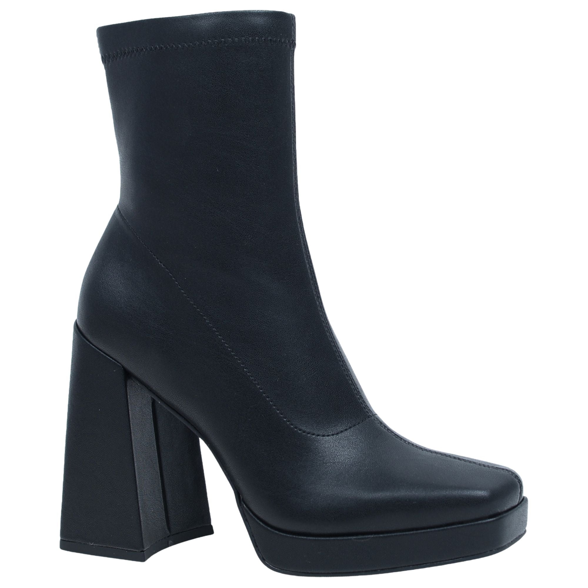 Wild Pair Beautee Platform Booties – Black Smooth, Size 5M