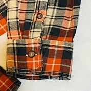 Arizona Juniors Cropped Long Sleeve Flannel Top with Pockets – Orange, Size Large