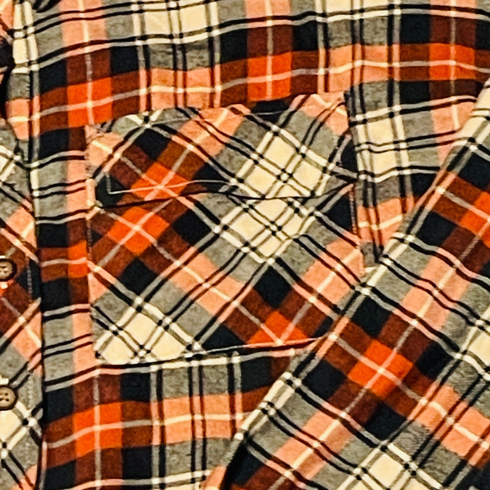 Arizona Juniors Cropped Long Sleeve Flannel Top with Pockets – Orange, Size Large