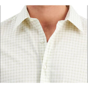 Club Room Men's Slim Fit Deco-Check Dress Shirt, White - Large