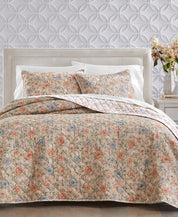 Charter Club Garden Floral Quilt, Full/Queen, Created for Macy's - Beige Khaki