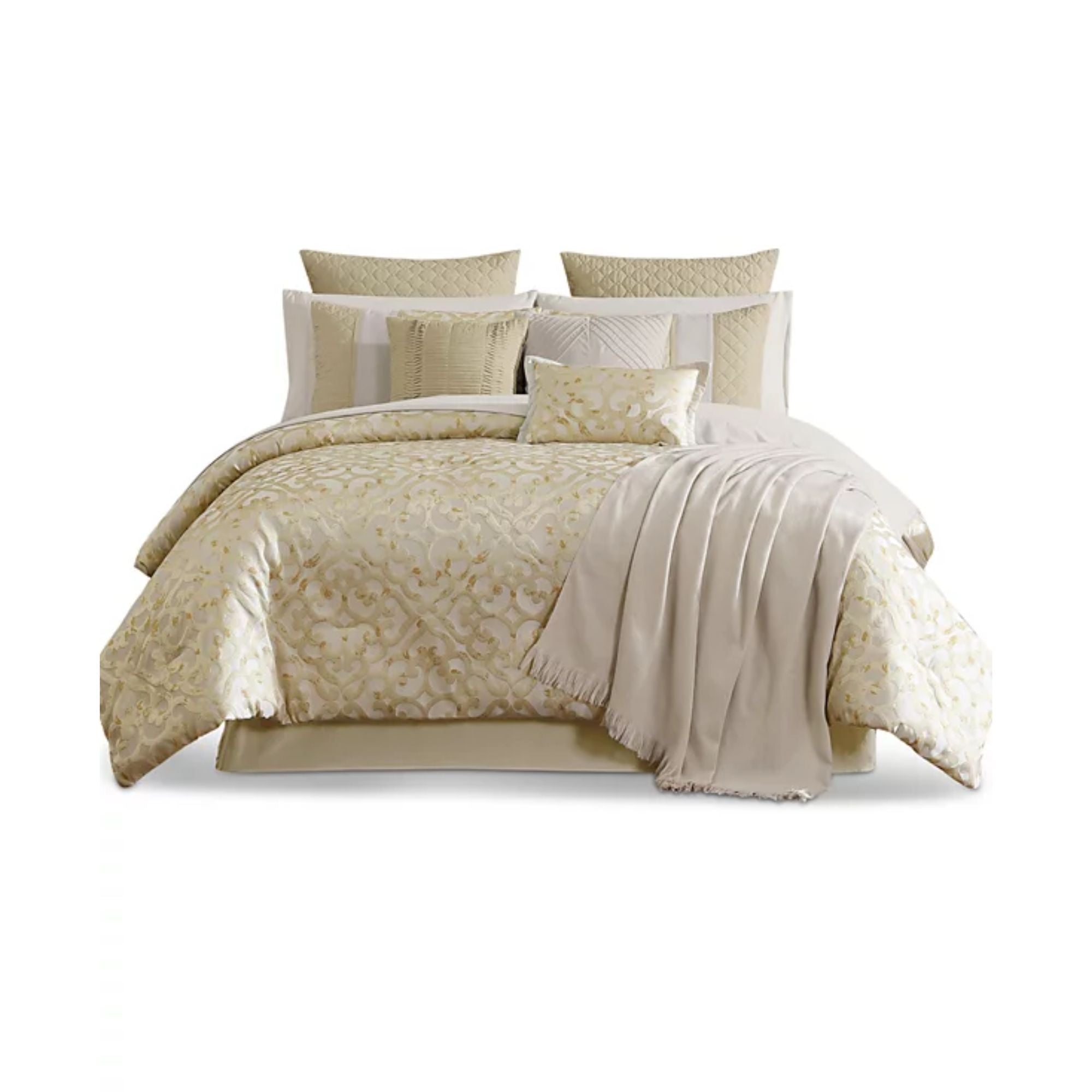 Hallmart Collectibles Caroline 14-Pc. Comforter Set, Queen - Gold