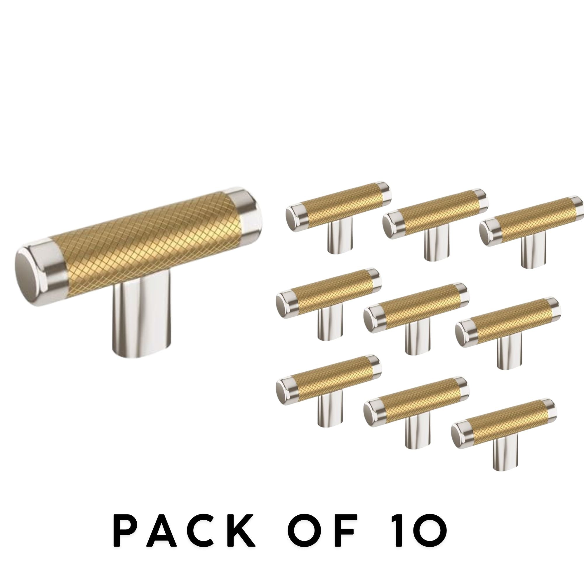 Amerock Esquire 2-5/8" (67mm) Cabinet Knobs – Polished Nickel/Champagne Bronze – Pack of 10