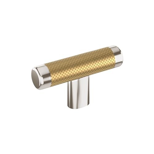 Amerock Esquire 2-5/8" (67mm) Cabinet Knobs – Polished Nickel/Champagne Bronze – Pack of 10
