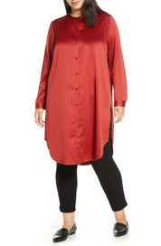 Eileen Fisher Women's Satin Button-Front Tunic Top - Size 2X