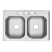 Glacier Bay 33" Drop-in Stainless Steel 50/50 Double Bowl Kitchen Sink – 3-Hole, Silver