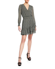 Michael Kors Women's Black Green Floral Print Faux Wrap Dress