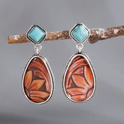 Retro Drop Earrings With Wooden Sunflower Detail