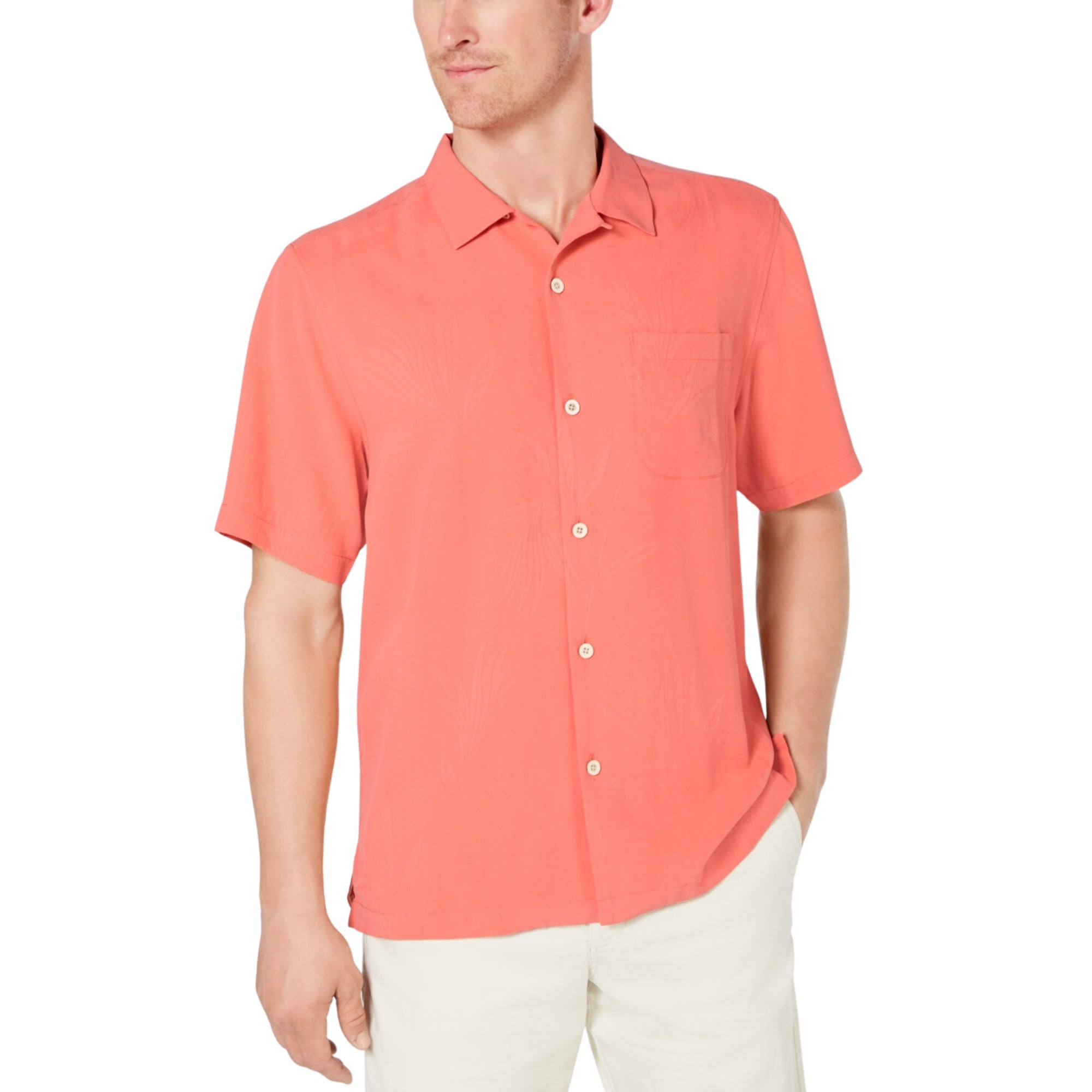 Tommy Bahama Men's Weekend Tropics Silk Shirt, Light Havana, Size Medium