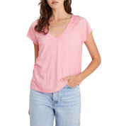 Sanctuary Women's Lou V-Neck T-Shirt in Pink Canyon, Size Small