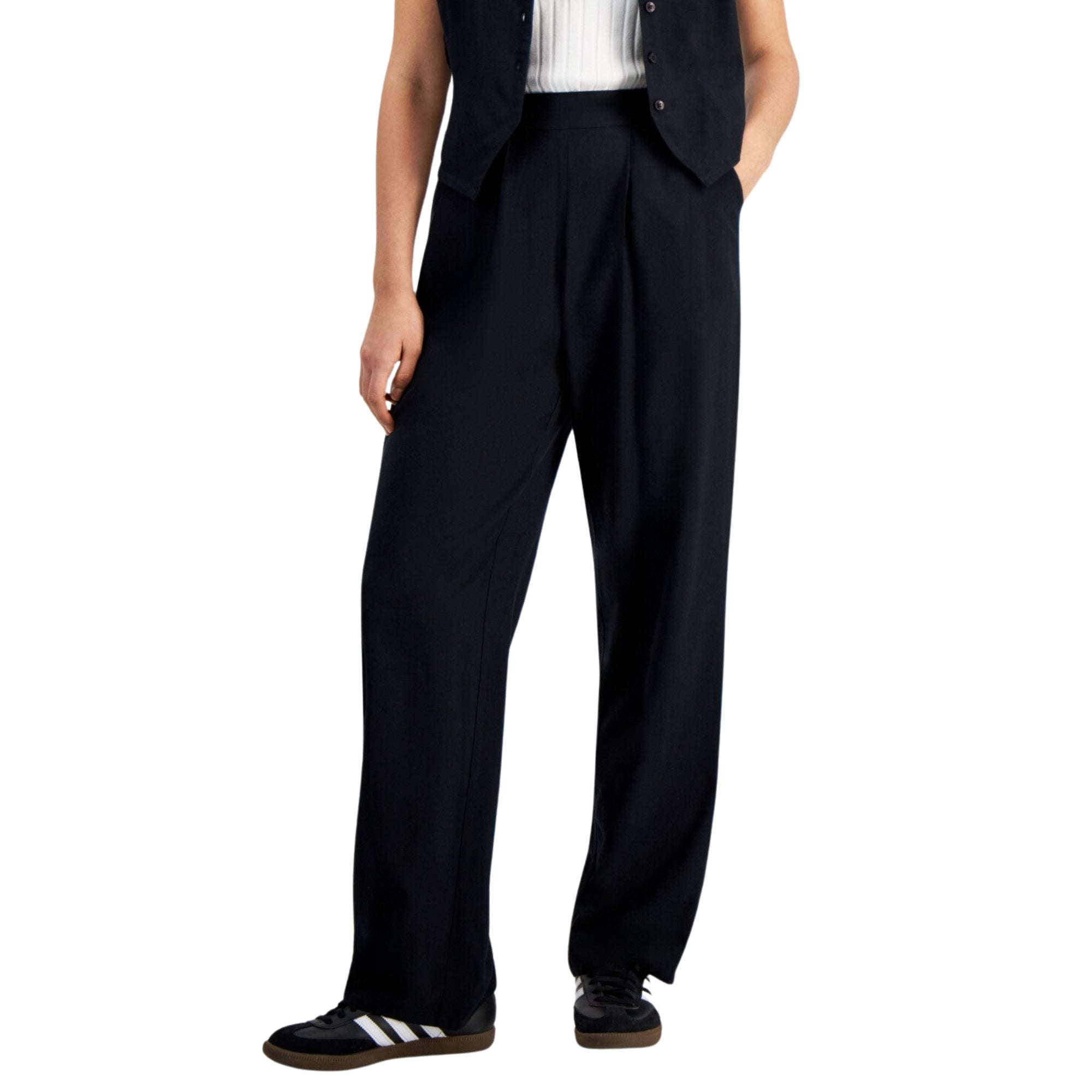 And Now This Women's Pull-On Pin-Striped Pants – Black, Size - M