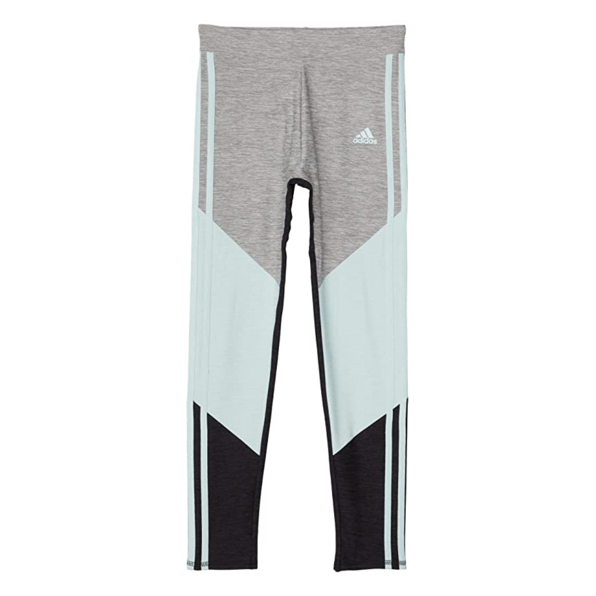 Adidas Little Girls Tricolor Three-Stripe Leggings, Black/Green
