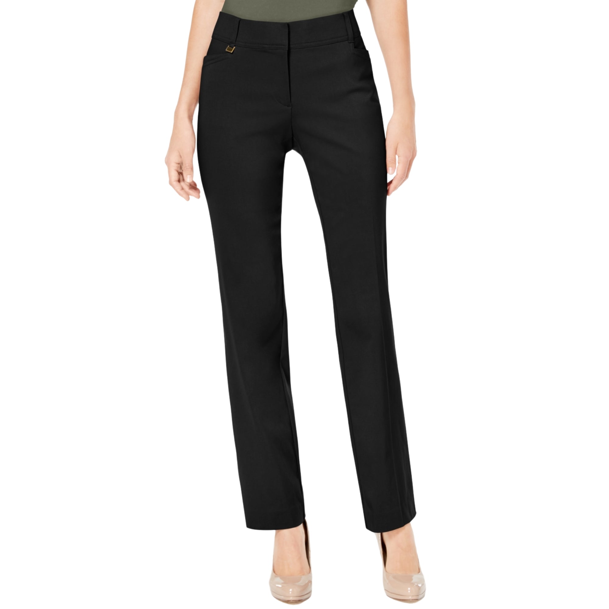 Jm Collection Deep Black Women's Regular and Short Length Curvy-Fit Pants Size - US 10