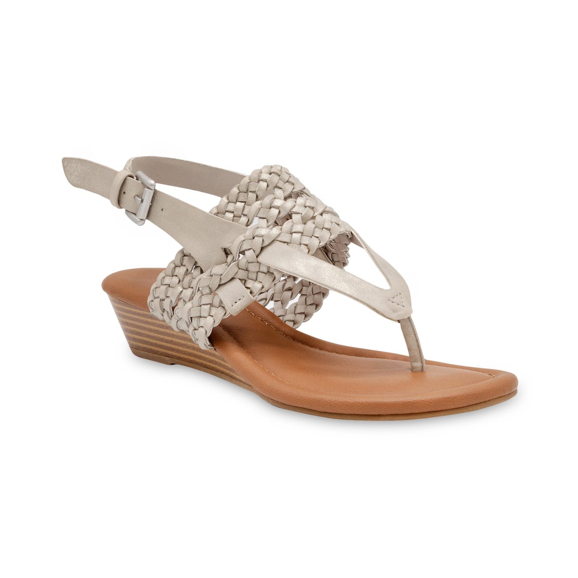 Sugar Women's Sheri Woven Demi Ankle Strap Wedge Thong Sandals, Size 6.5