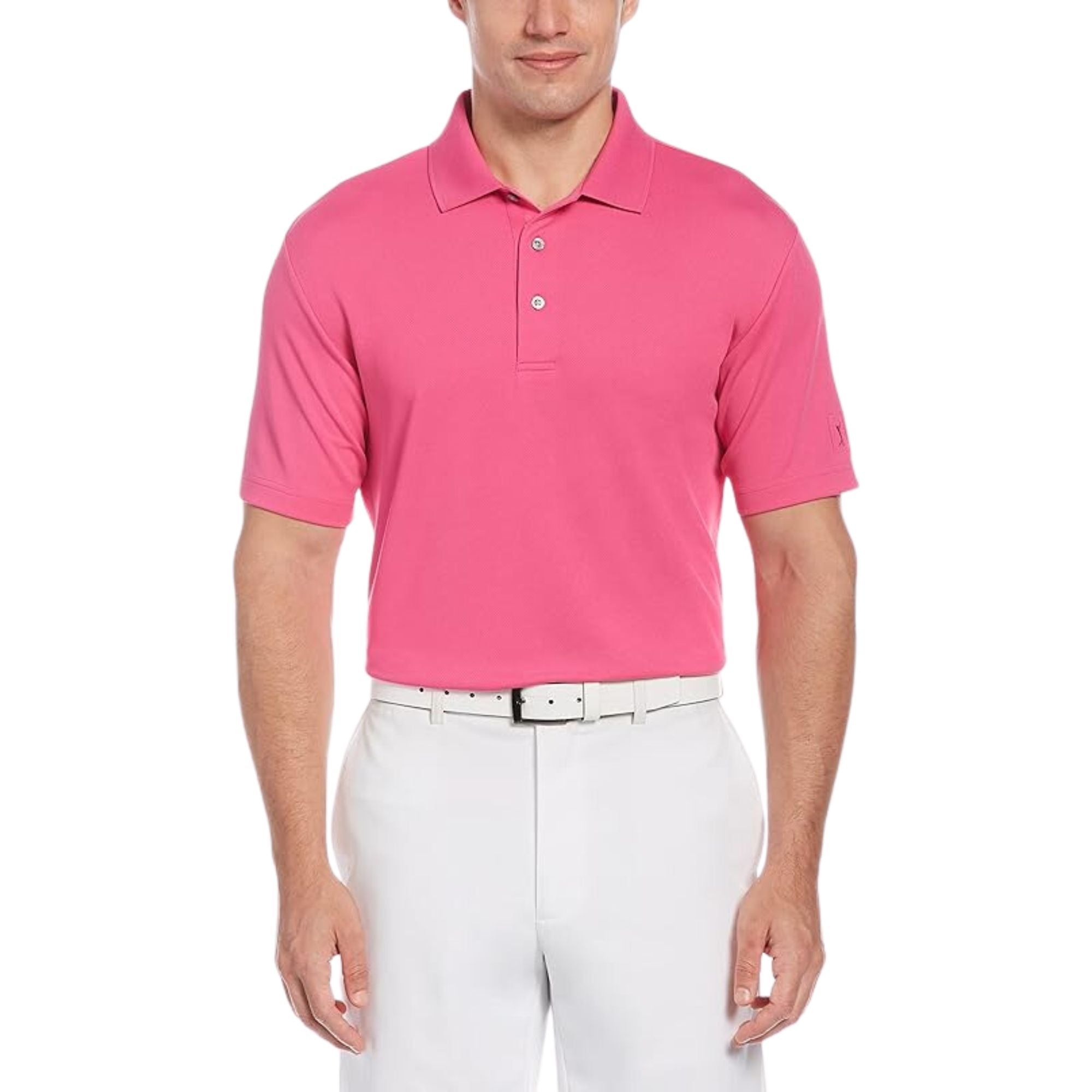 PGA TOUR Men’s Edge Collar Polo Shirt With Sun Protection, Pink - XL
