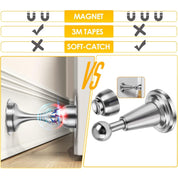 Magnetic Door Stopper – 2-Pack Stainless Steel Door Catch with 3M Adhesive & Screws, No-Drill Wall or Floor Mount