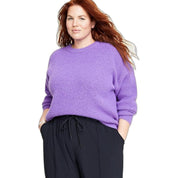 On 34th Women's Plus Size Chunky-Knit Crewneck Sweater – Bright Iris Purple, Size 3X