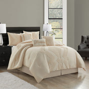 Stratford Park Galatea Tufted Embroidery 7-Pc. Comforter Set, King - Beige