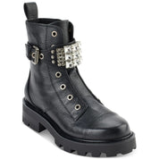 KARL LAGERFELD PARIS Women's Maeva Leather Block Heel Booties - Size 8.5