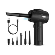 Electric Compressed Air Duster – 100000RPM Cordless Blower with LED Light, 3-Speed Power, 8000mAh Rechargeable Battery – for PC, Keyboard, Car & Electronics (Black)