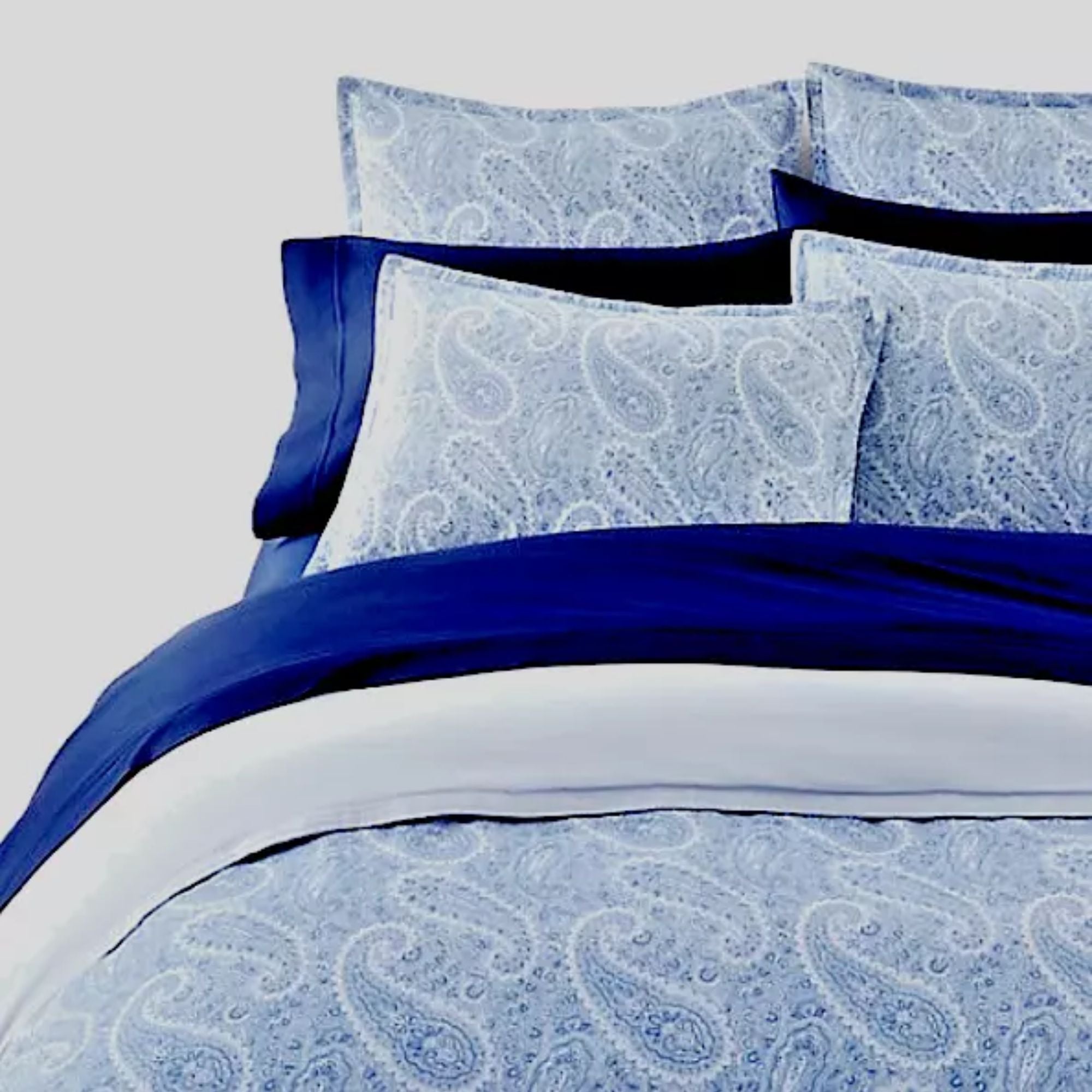 Lauren Ralph Lauren Bantry Paisley Flannel Duvet Cover Set – Queen – Blue