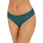 Calvin Klein Women's Striped-Waist Thong Underwear, Green, Size Large