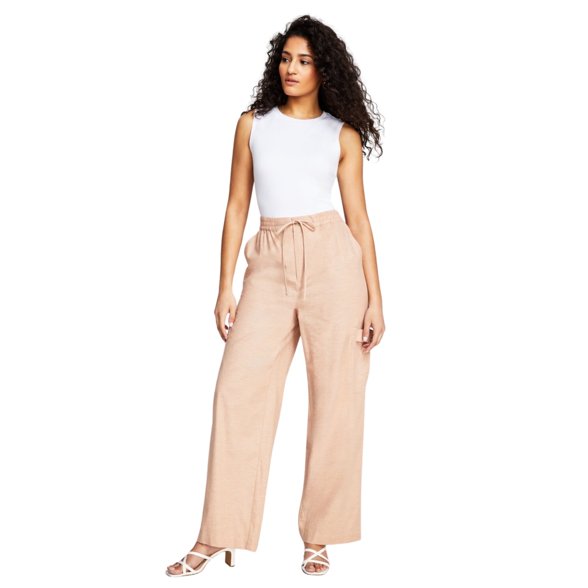 And Now This Women's Linen Blend Cargo Pants – Pecan, Size - XL