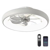 20 in. LED Indoor White Low Profile Ceiling Fan with Light – Semi Flush Mount Bedroom Lighting