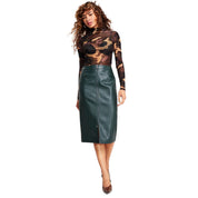 Bar III Women's Faux-Leather Zip-Front Midi Skirt – Amazon Jungle, Size 14