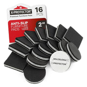 Non-Slip Furniture Pads – Premium 16 Pcs, 2" Self-Adhesive Furniture Grippers – Grey/Black