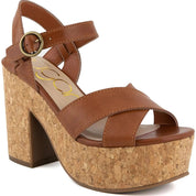 Lydia Women's Faux Leather Ankle Strap Platform Sandals – Brown, Size 7.5M