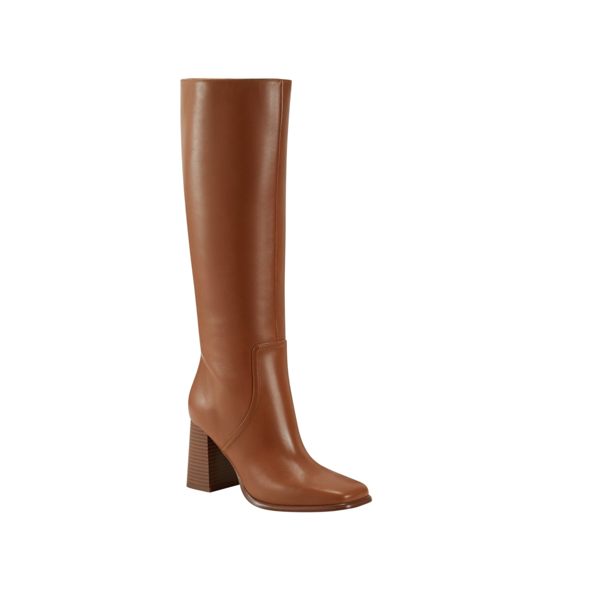 Marc Fisher Women's Dacea Tapered Block Heel Dress Boots Dark Natural Leather Size - 7 M