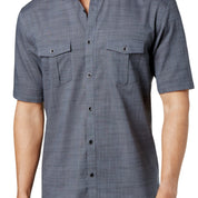 Alfani Men's Textured Collared Button-Down Shirt Boulder Size - Small