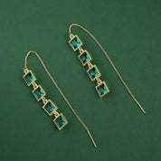 Elegant Threaded Earrings With Inlaid Squares