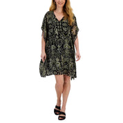 JM Collection Women's Short-Sleeve Printed Embellished Caftan Dress – XL