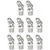 uxcell 45 Degree Grease Fittings – M8 x 1mm Thread, Nickel-Plated Iron, Hydraulic Accessories, 10 Pcs – Silver