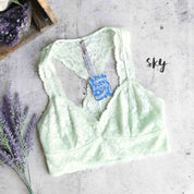 Free People Lulus Galloon Racerback Mint Green Lace Bralette, Size Small